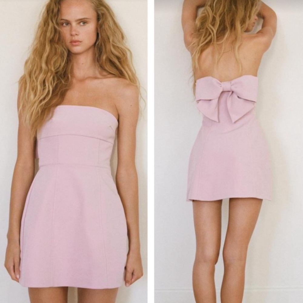 Zara short strapless bow dress